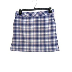 Izod Golf Womens Skort Skirt Size 4 Blue Plaid Pockets Tennis Pickleball